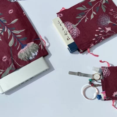 Fabric Gift Bag – <br>Maroon Floral